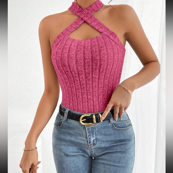 Luxe crisscross front halter top - Picture 6 of 13